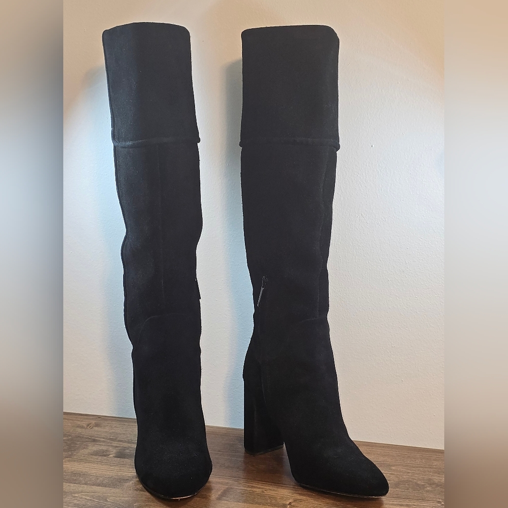 🤩Host Pick❤️AD & Daughters Black Suede Heeled Boots Women's Size 9 - Picture 3 of 11